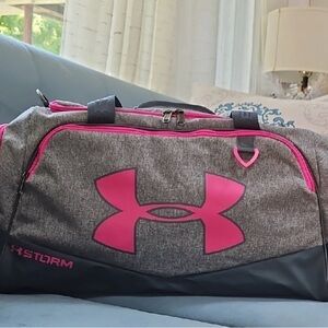Under Armour Women's Gray Duffel Bag with Pink Accents